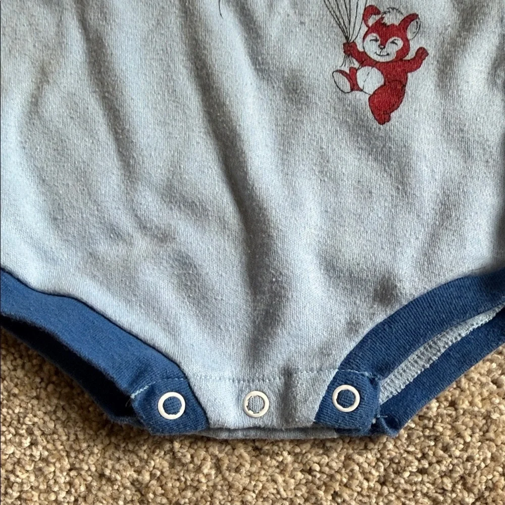Vintage Little Guys Blue Balloon Print Kids One Piece Bodysuit 6 months